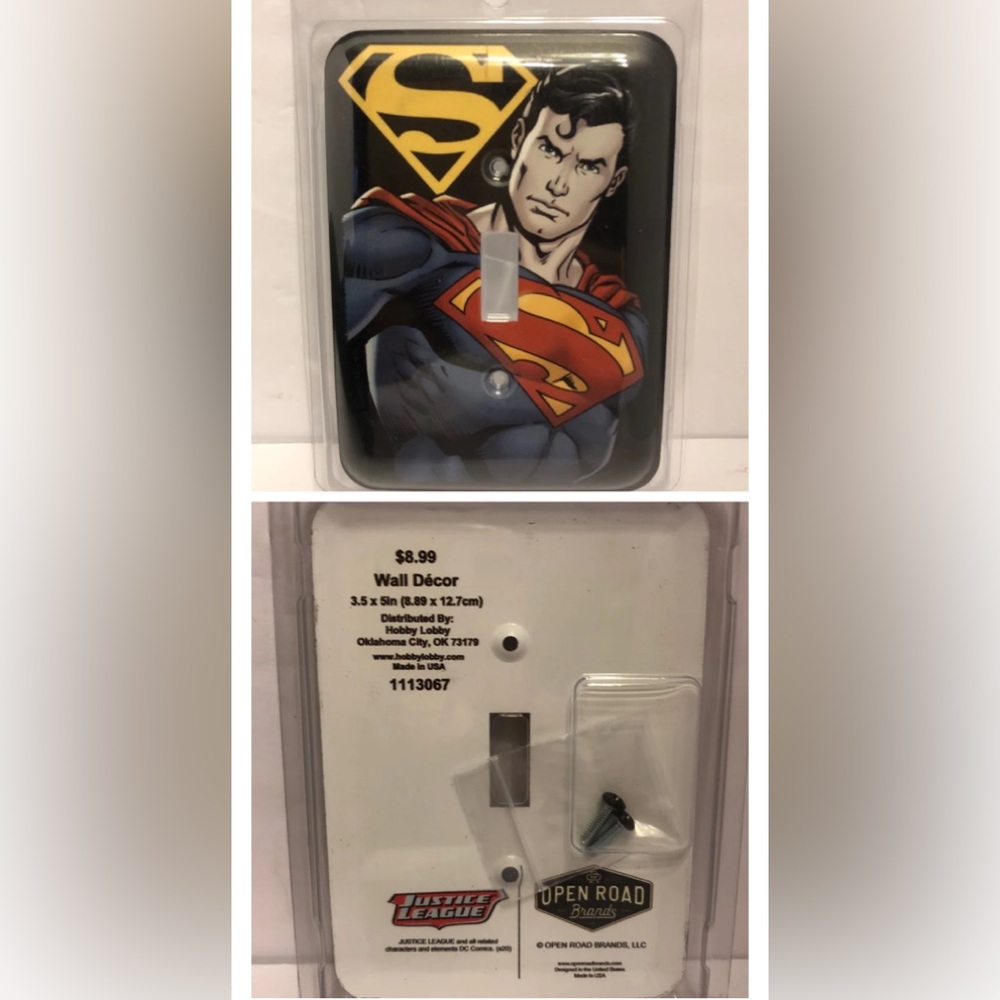Super Man wall decor light switch cover NWT